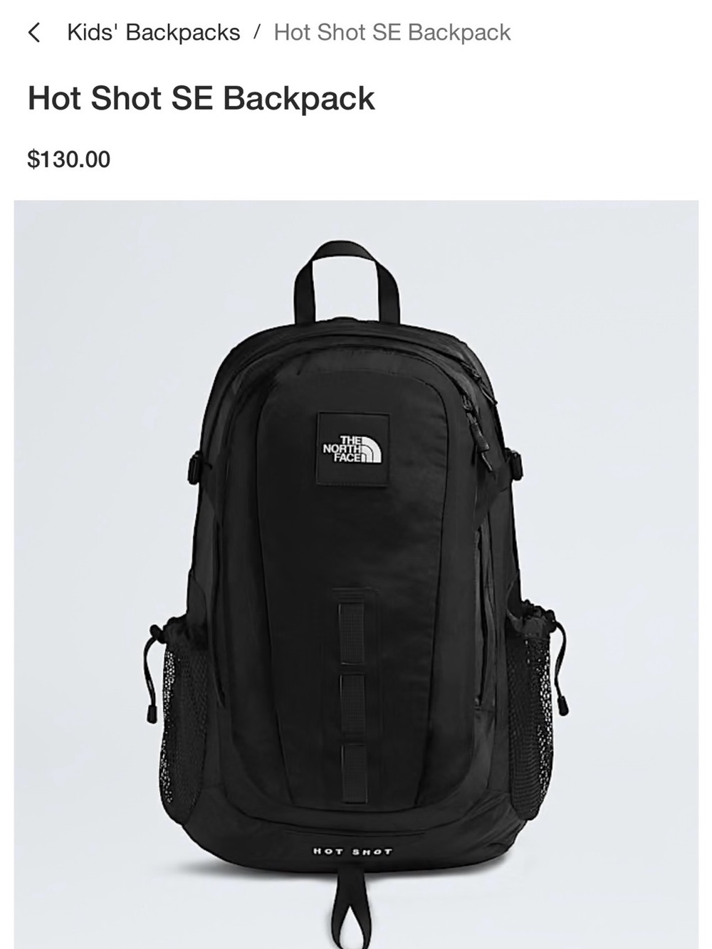 NEW The North Face Black Hot Shot Backpack